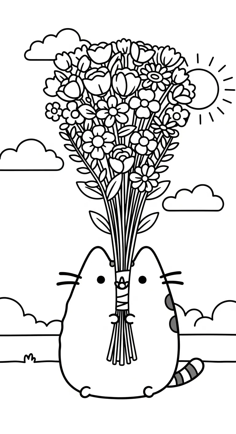 hình tô màu Tranh Tô Màu Mèo Pusheen cho bé 4 tuổi miễn phí 1