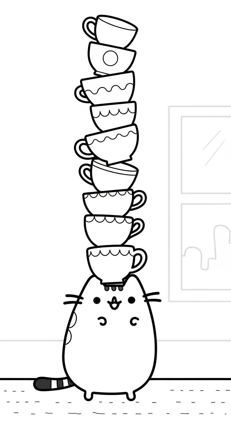 tải hình tô màu Tranh Tô Màu Mèo Pusheen cho bé 8 tuổi