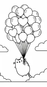 tranh tô màu Tranh Tô Màu Mèo Pusheen cho bé