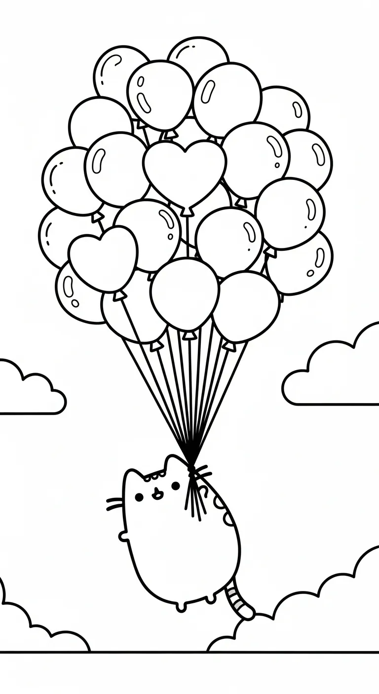 tranh tô màu Tranh Tô Màu Mèo Pusheen cho bé