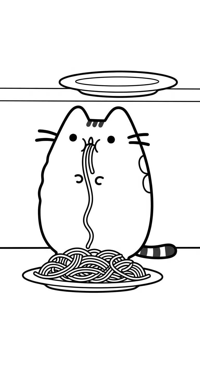 download tranh tô màu Tranh Tô Màu Mèo Pusheen miễn phí 1