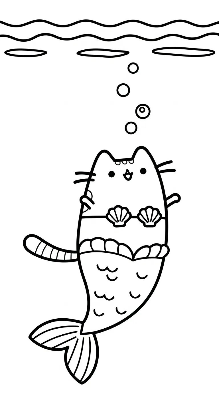 hình tô màu Tranh Tô Màu Mèo Pusheen cho bé 7 tuổi miễn phí