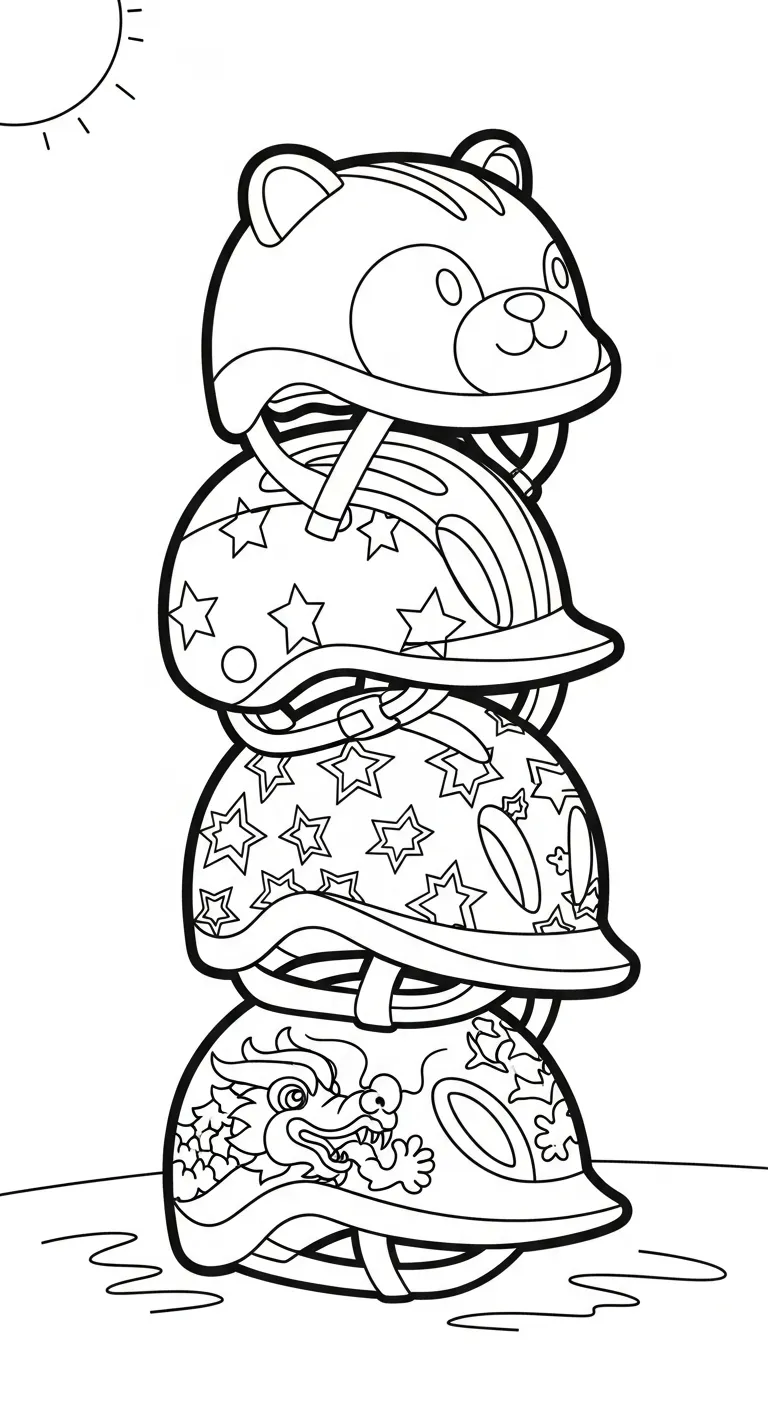 tải tranh tô màu Tranh Tô Màu Mũ Bảo Hiểm cho bé 8 tuổi 1