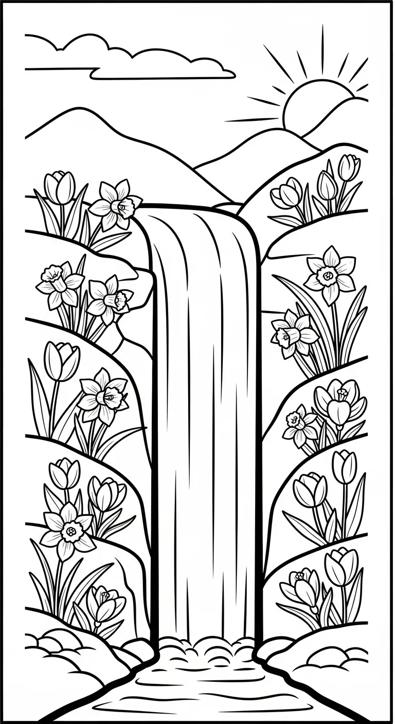 file pdf tranh tô màu Tranh Tô Màu Mùa Xuân cho bé