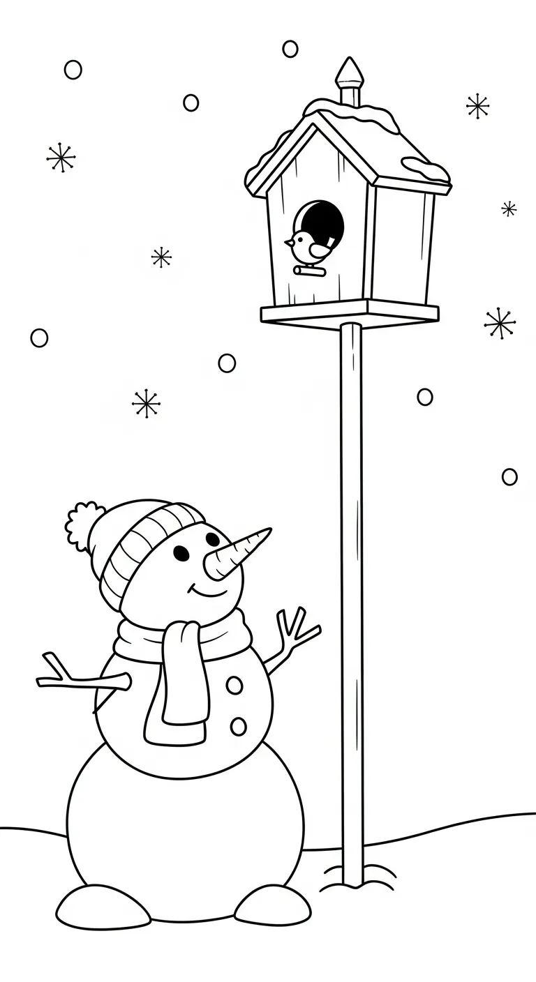 in hình tô màu Tranh Tô Màu Người Tuyết cho bé 6 tuổi