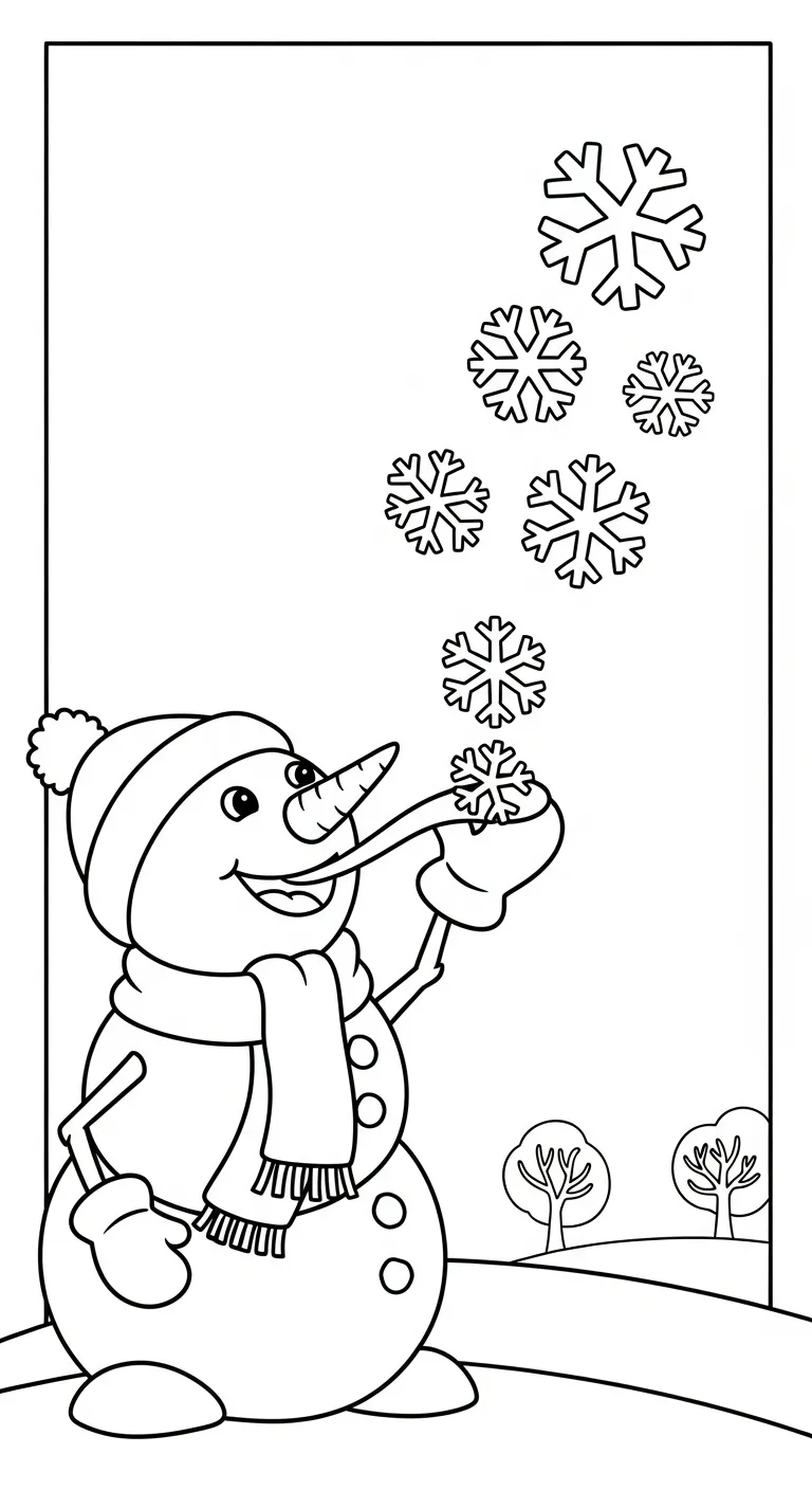 in hình tô màu Tranh Tô Màu Người Tuyết cho bé 4 tuổi