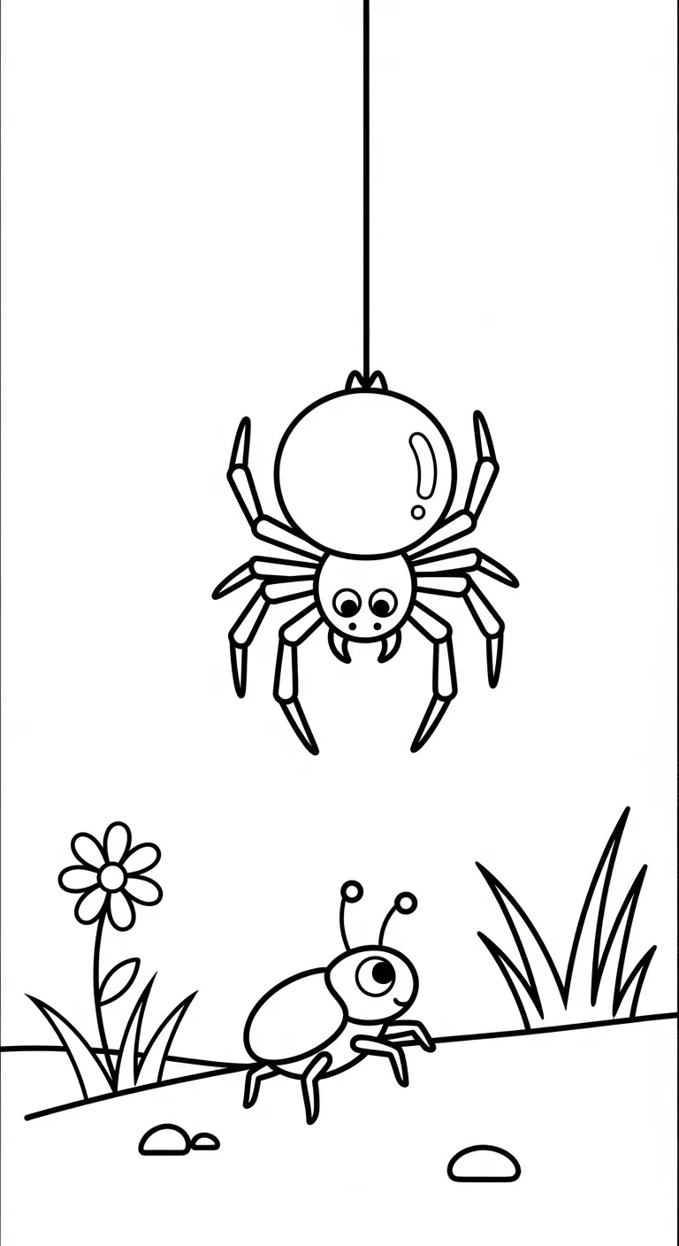file tranh tô màu Tranh Tô Màu Nhện cho bé 4-5 tuổi