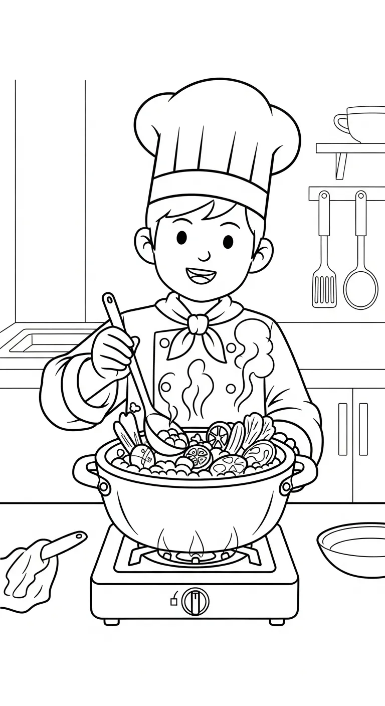 tranh tô màu Tranh Tô Màu Nồi Lẩu cho bé 3 tuổi