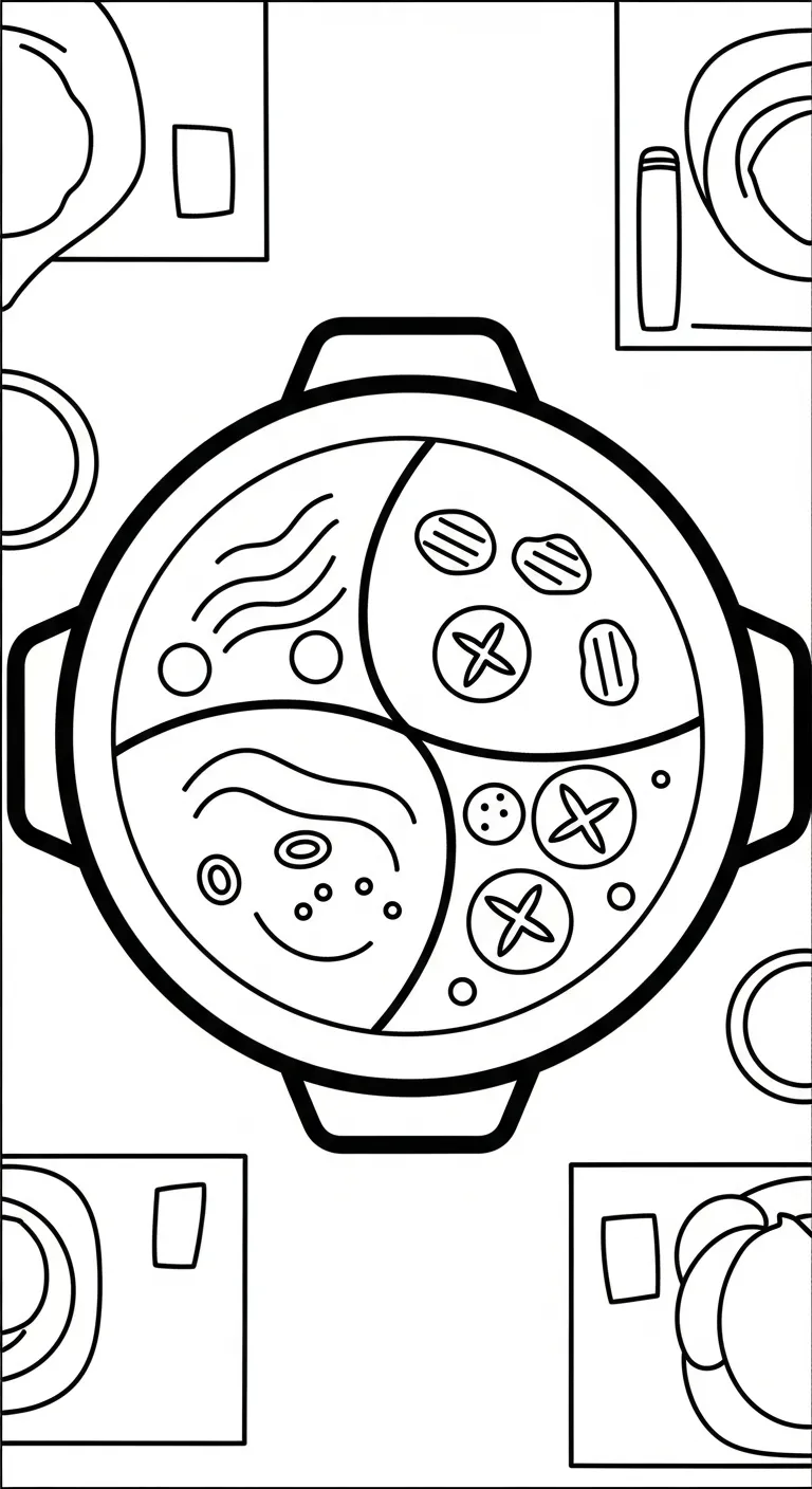 tải tranh tô màu Tranh Tô Màu Nồi Lẩu cho bé 4 tuổi