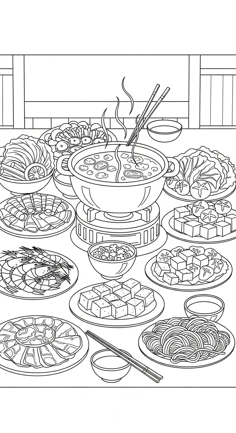 hình tô màu Tranh Tô Màu Nồi Lẩu cho bé 6 tuổi miễn phí