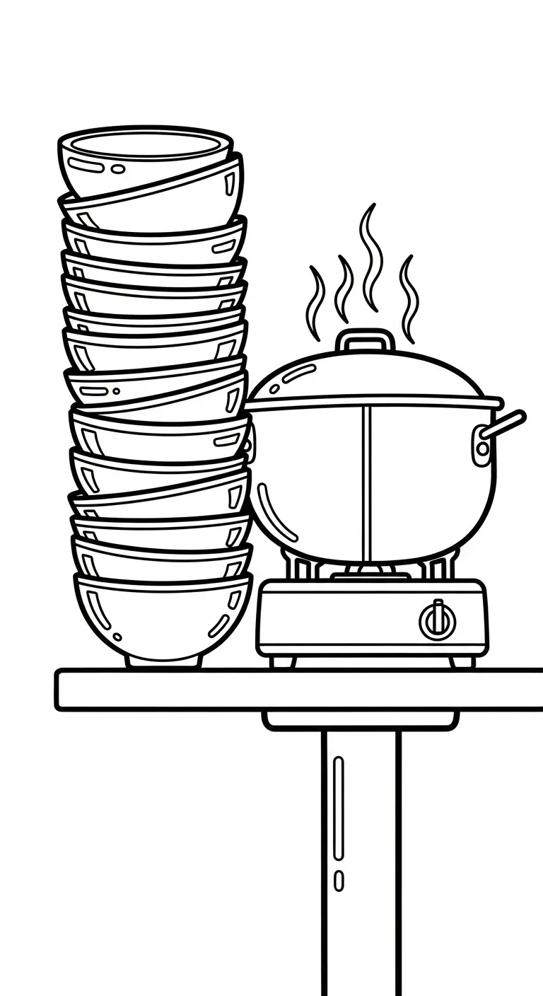 file tranh tô màu Tranh Tô Màu Nồi Lẩu cho bé in 1