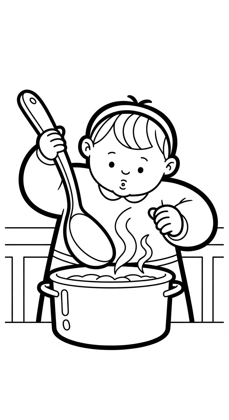 file tranh tô màu Tranh Tô Màu Nồi Lẩu cho bé 4-5 tuổi