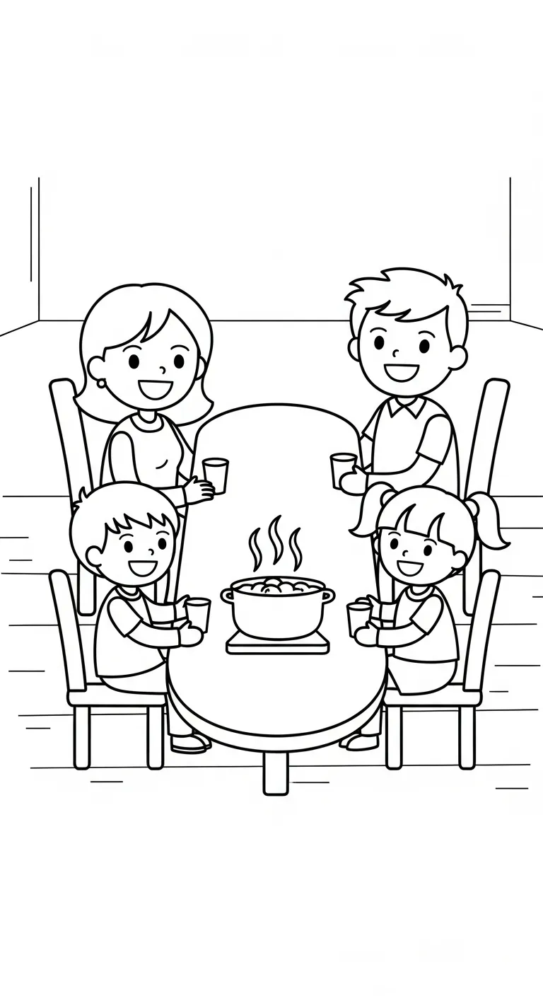 in hình tô màu Tranh Tô Màu Nồi Lẩu cho bé 8 tuổi