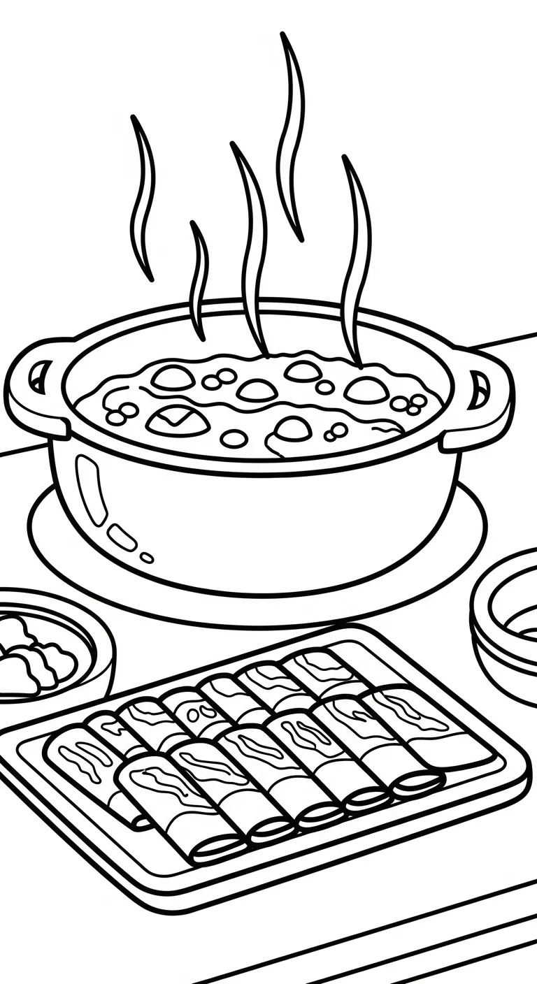 tranh tô màu Tranh Tô Màu Nồi Lẩu cho bé 5 tuổi