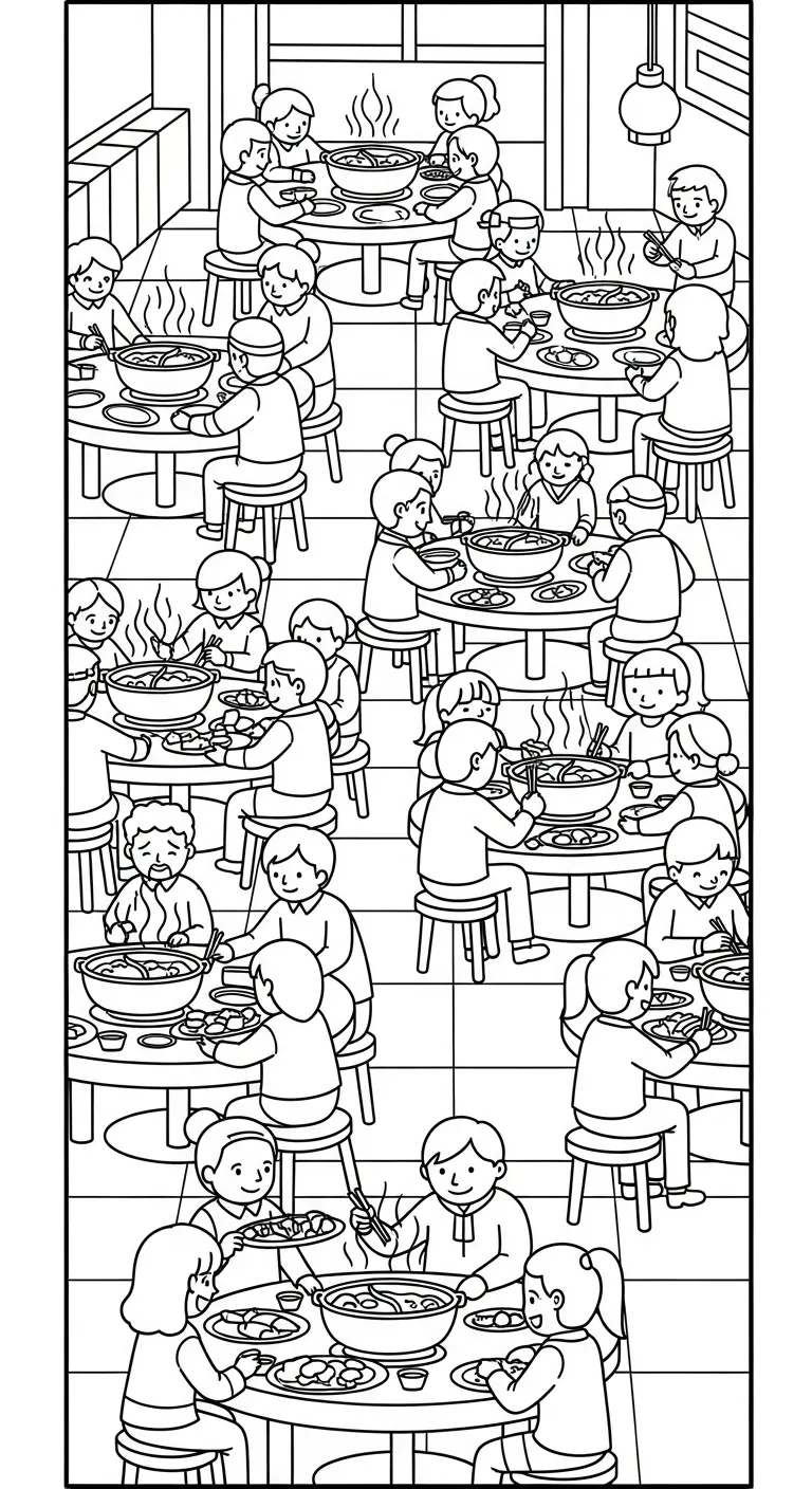 tranh tô màu Tranh Tô Màu Nồi Lẩu cho bé 8 tuổi miễn phí