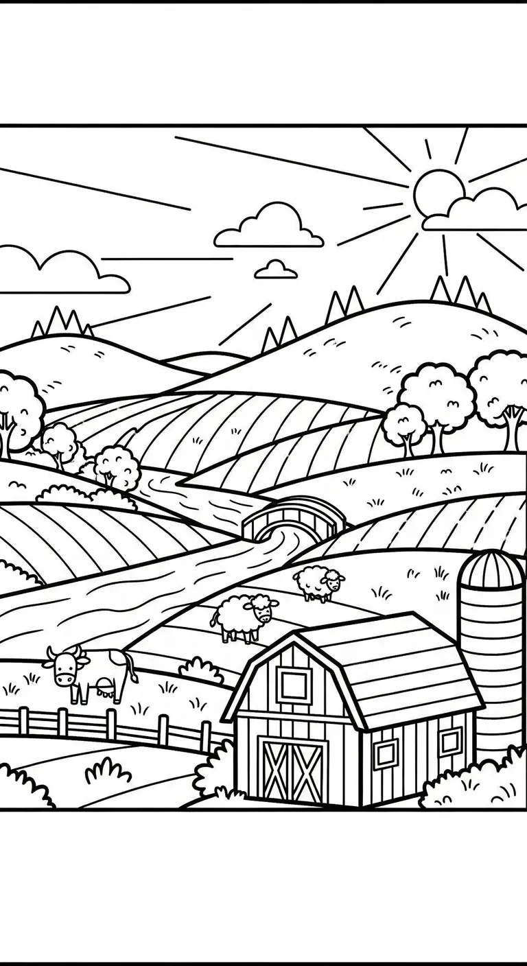 tranh tô màu Tranh Tô Màu Nông Trại cho bé 5 tuổi miễn phí