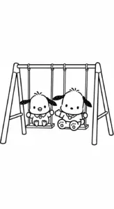 in hình tô màu Pochacco cho bé 4 tuổi