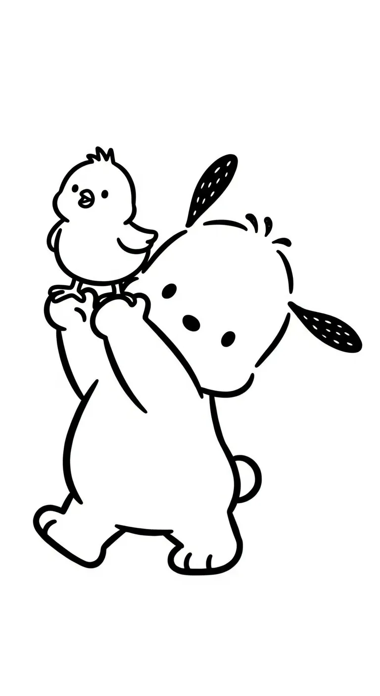 in hình tô màu Pochacco cho bé 4 tuổi