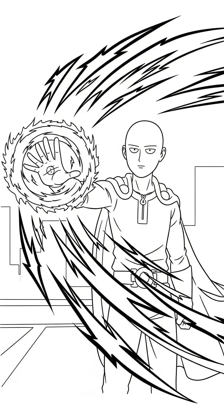 tranh tô màu Saitama cho bé