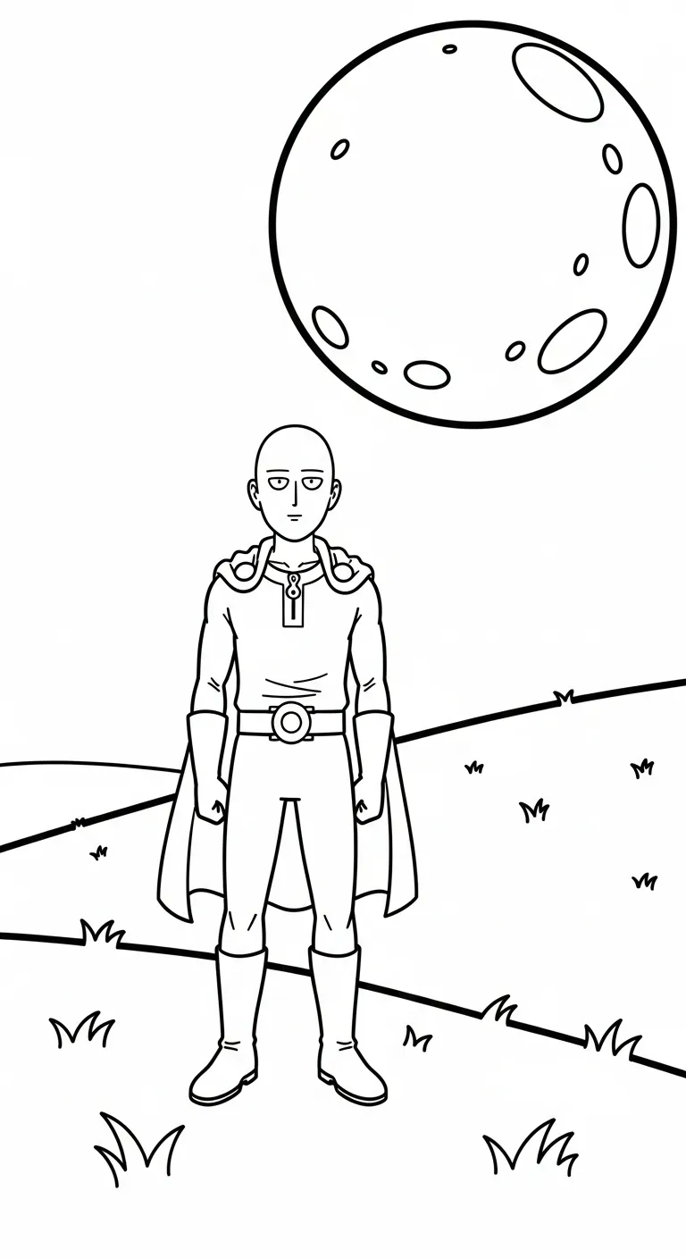 tranh tô màu Saitama cho bé 7 tuổi miễn phí 1