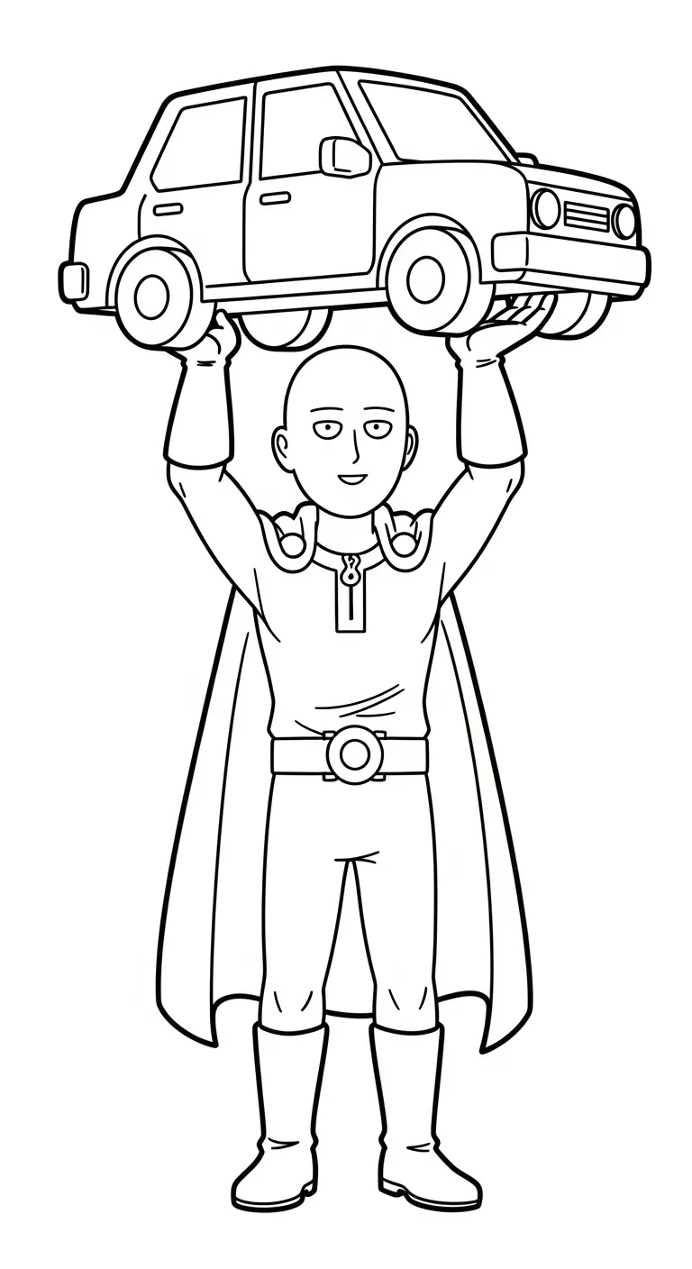 in hình tô màu Saitama cho bé 4 tuổi