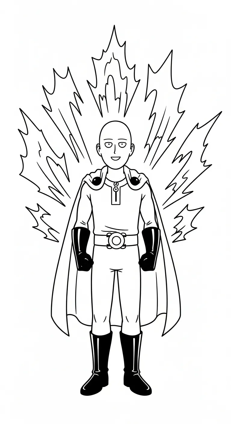 tranh tô màu Saitama cho bé tải miễn phí 1