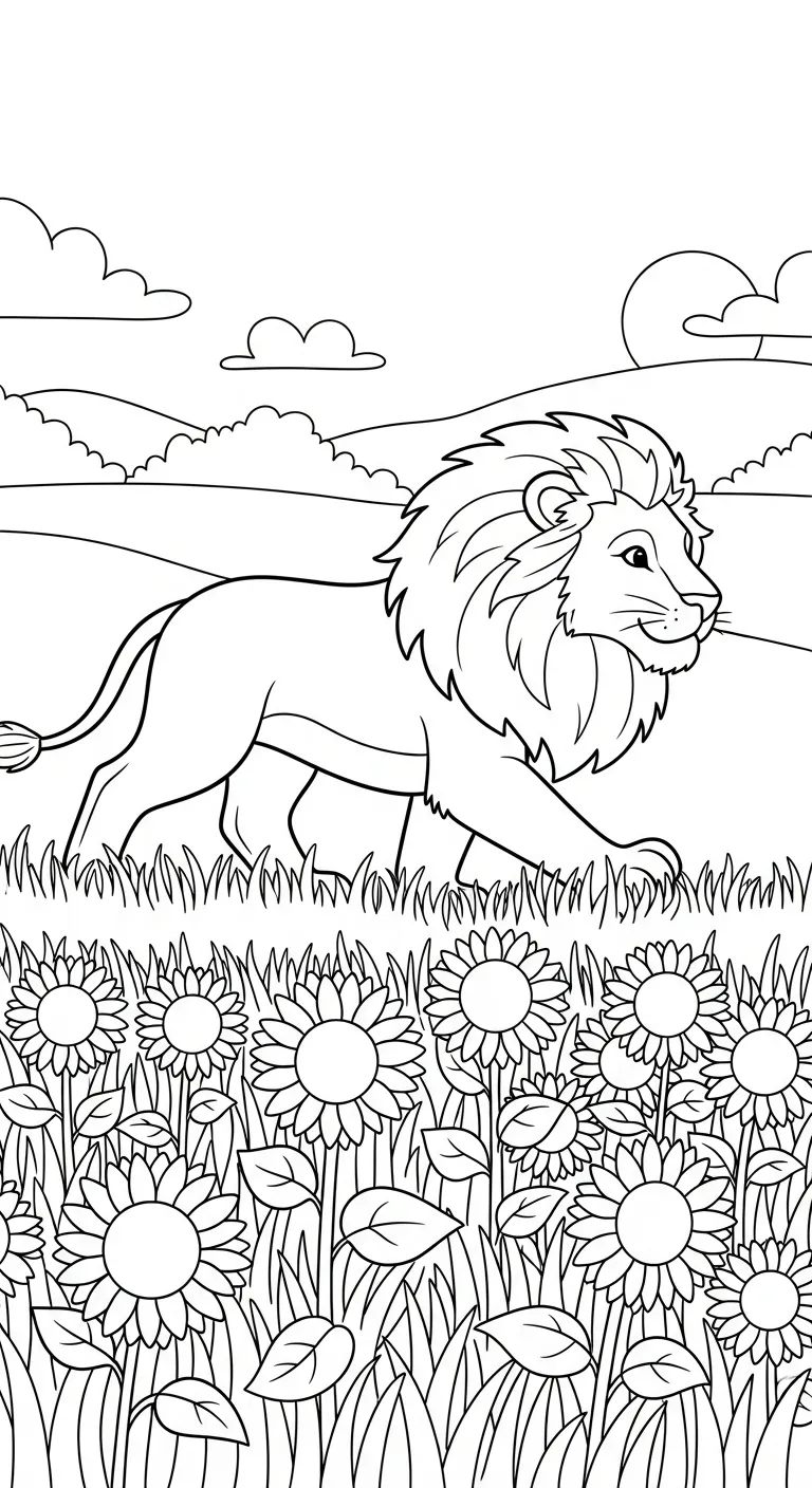 in hình tô màu Tranh Tô Màu Sư Tử khổ A4 1