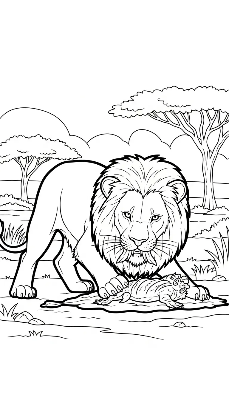 file pdf hình tô màu Tranh Tô Màu Sư Tử cho bé 1