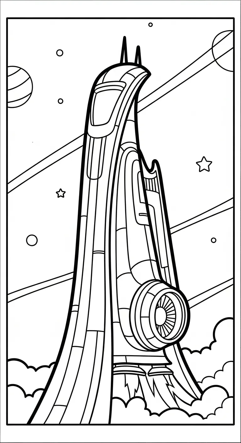 tranh tô màu Tranh Tô Màu Tàu Vũ Trụ cho bé