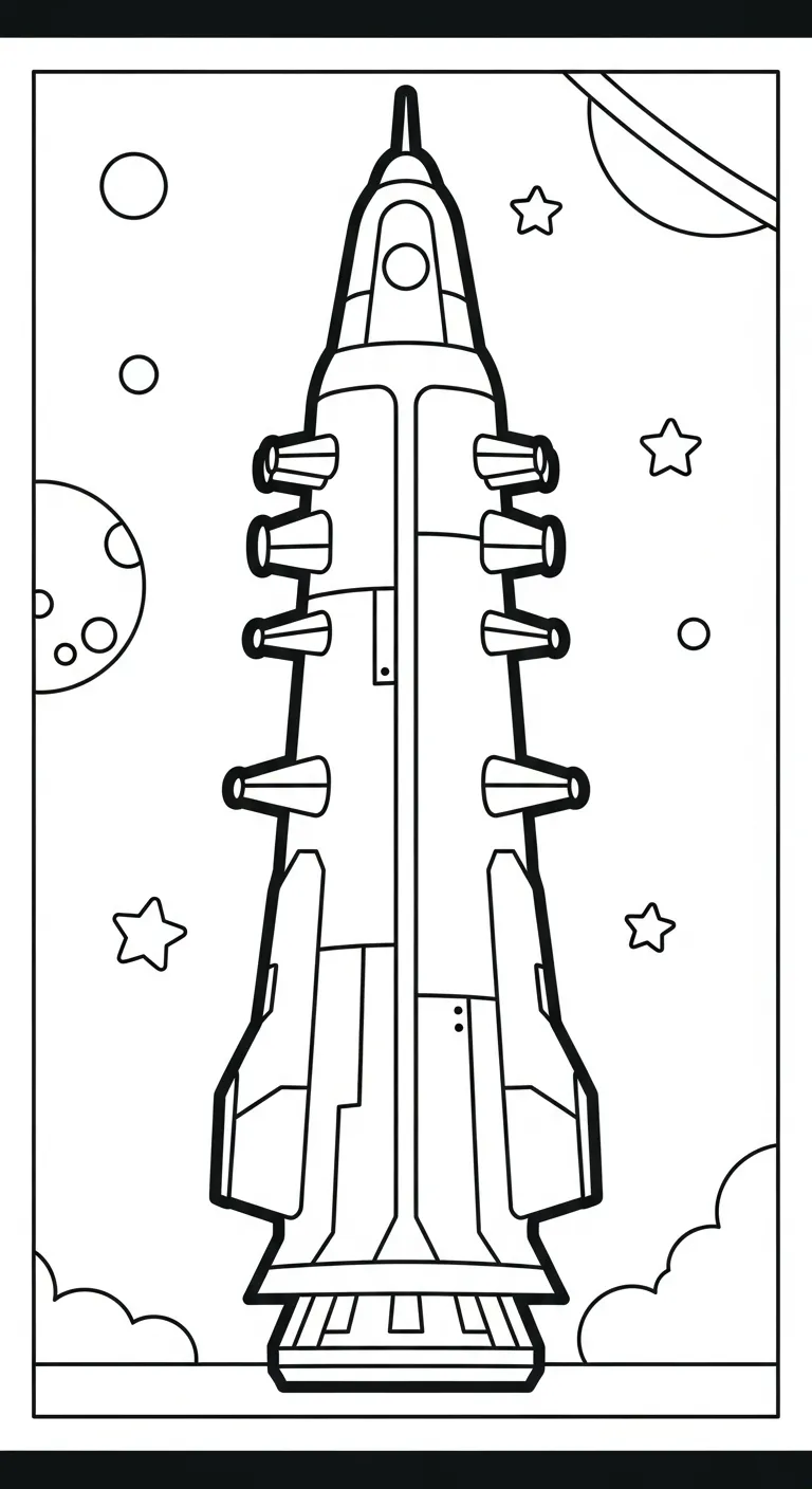 in hình Tranh Tô Màu Tàu Vũ Trụ cho bé tập tô