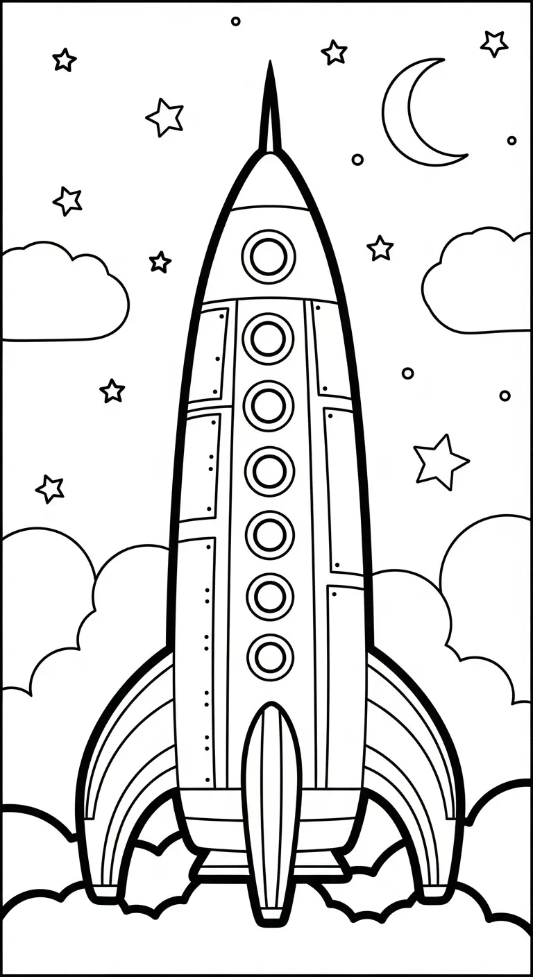 tranh tô màu Tranh Tô Màu Tàu Vũ Trụ cho bé đơn giản