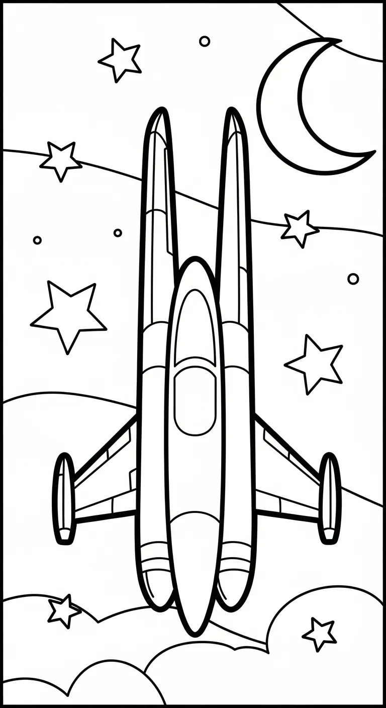 file tranh tô màu Tranh Tô Màu Tàu Vũ Trụ cho bé 4-5 tuổi