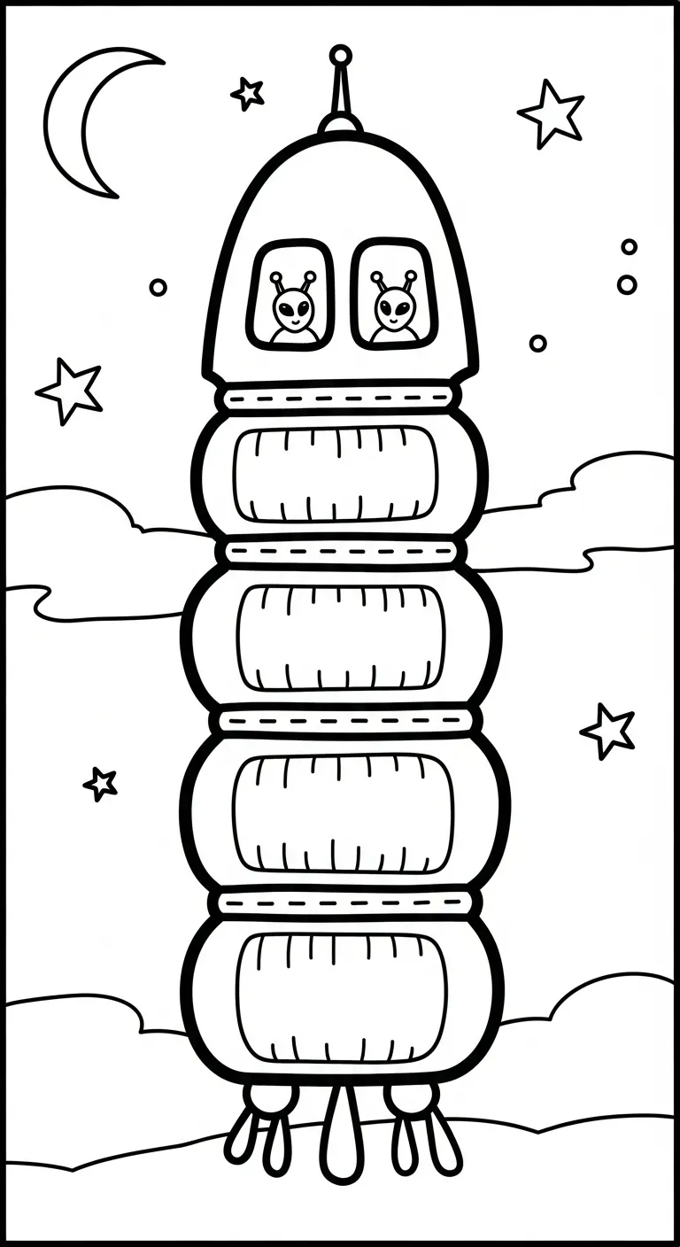 tải hình tô màu Tranh Tô Màu Tàu Vũ Trụ cho bé