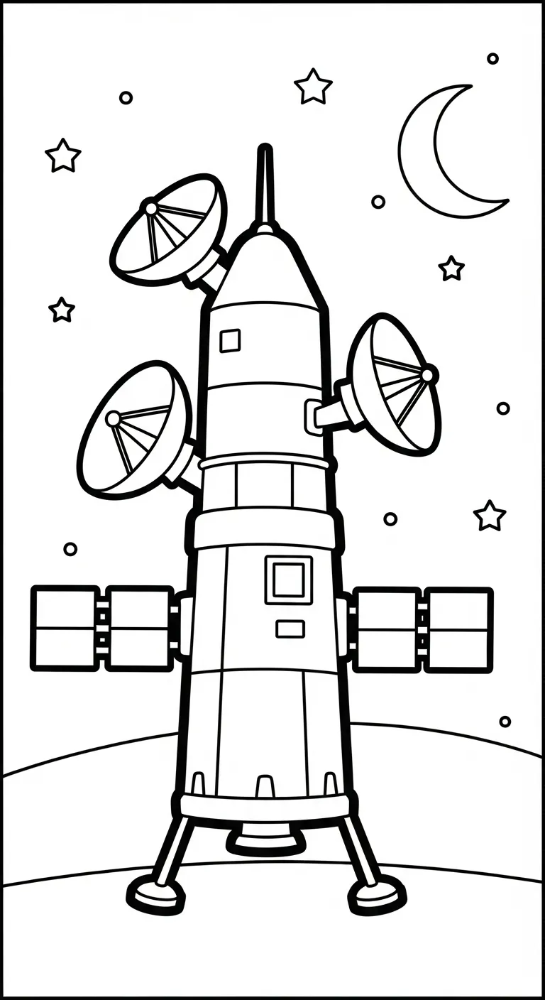 tải tranh tô màu Tranh Tô Màu Tàu Vũ Trụ cho bé miễn phí 1