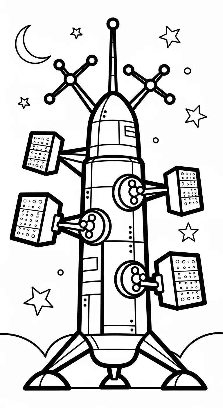 tranh tô màu Tranh Tô Màu Tàu Vũ Trụ cho bé 1