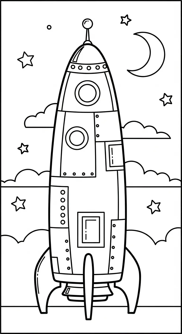 hình tô màu Tranh Tô Màu Tàu Vũ Trụ cho bé 4 tuổi