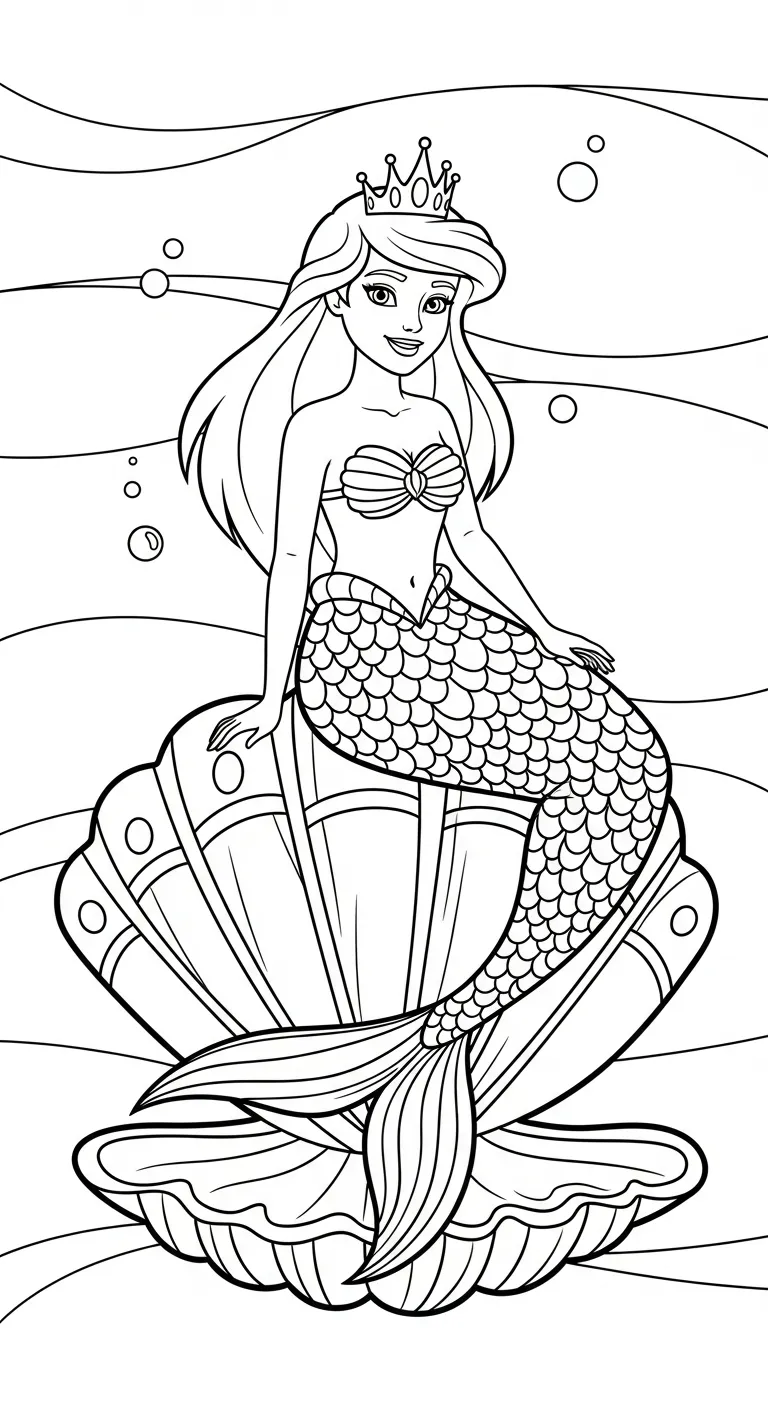 tranh tô màu Tranh Tô Màu Tiên Cá cho bé 6 tuổi miễn phí