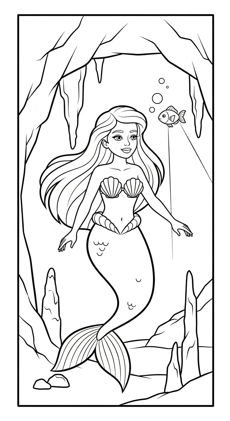 in tranh tô màu Tranh Tô Màu Tiên Cá cho bé 5 tuổi