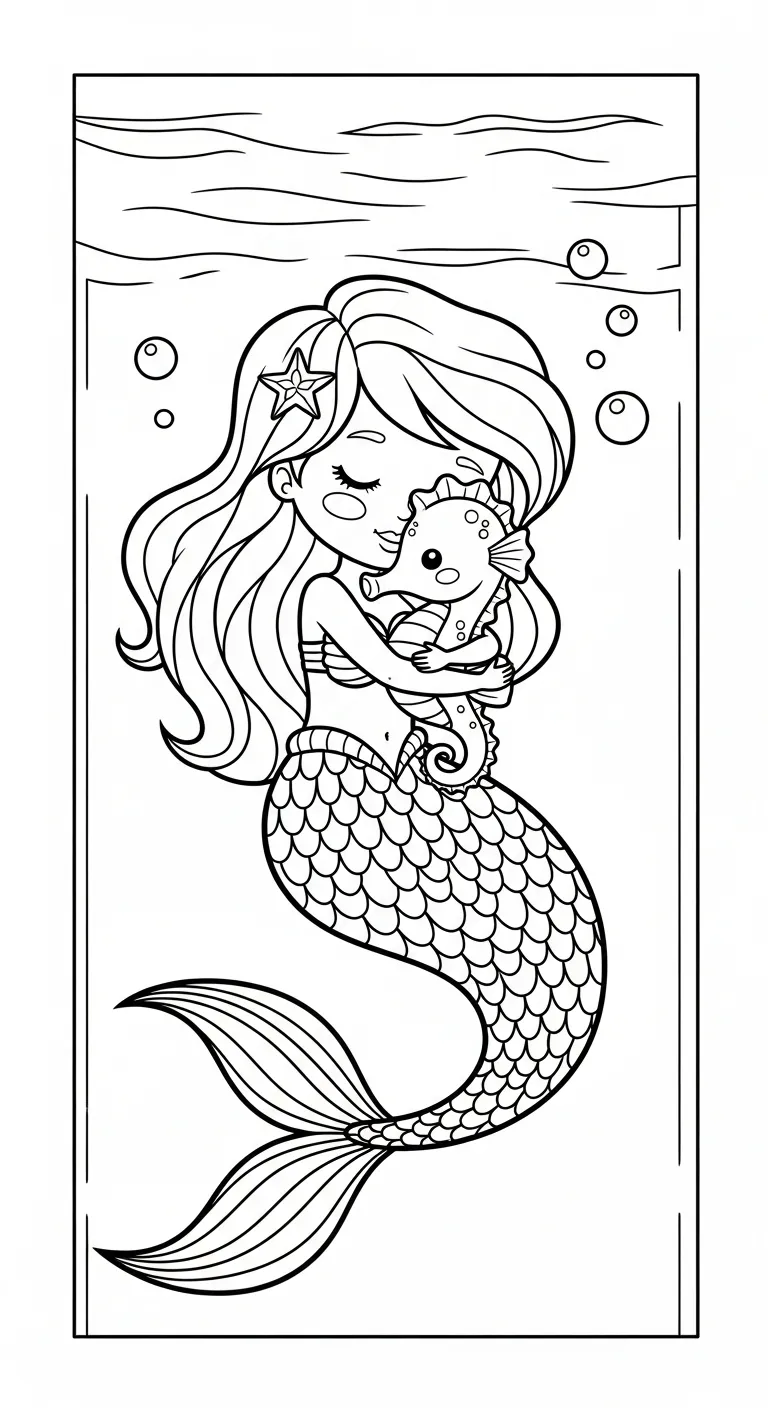 tải tranh tô màu Tranh Tô Màu Tiên Cá cho bé 8 tuổi