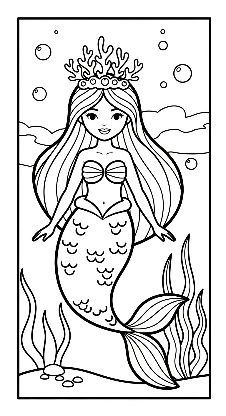 in tranh tô màu Tranh Tô Màu Tiên Cá cho bé