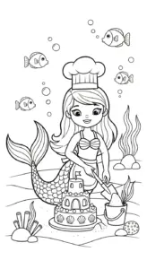 hình tô màu Tranh Tô Màu Tiên Cá cho bé 3 tuổi miễn phí