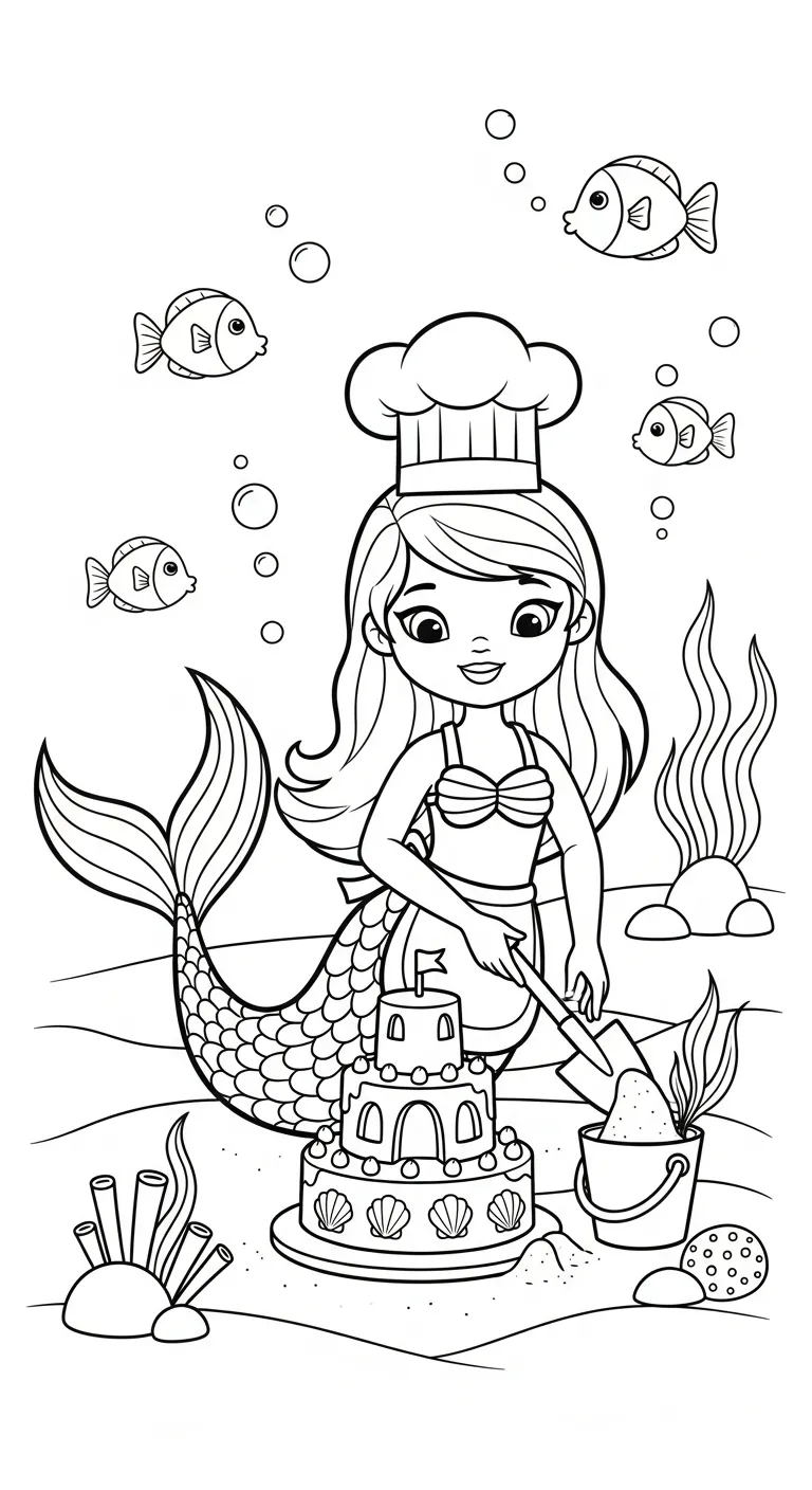 hình tô màu Tranh Tô Màu Tiên Cá cho bé 3 tuổi miễn phí