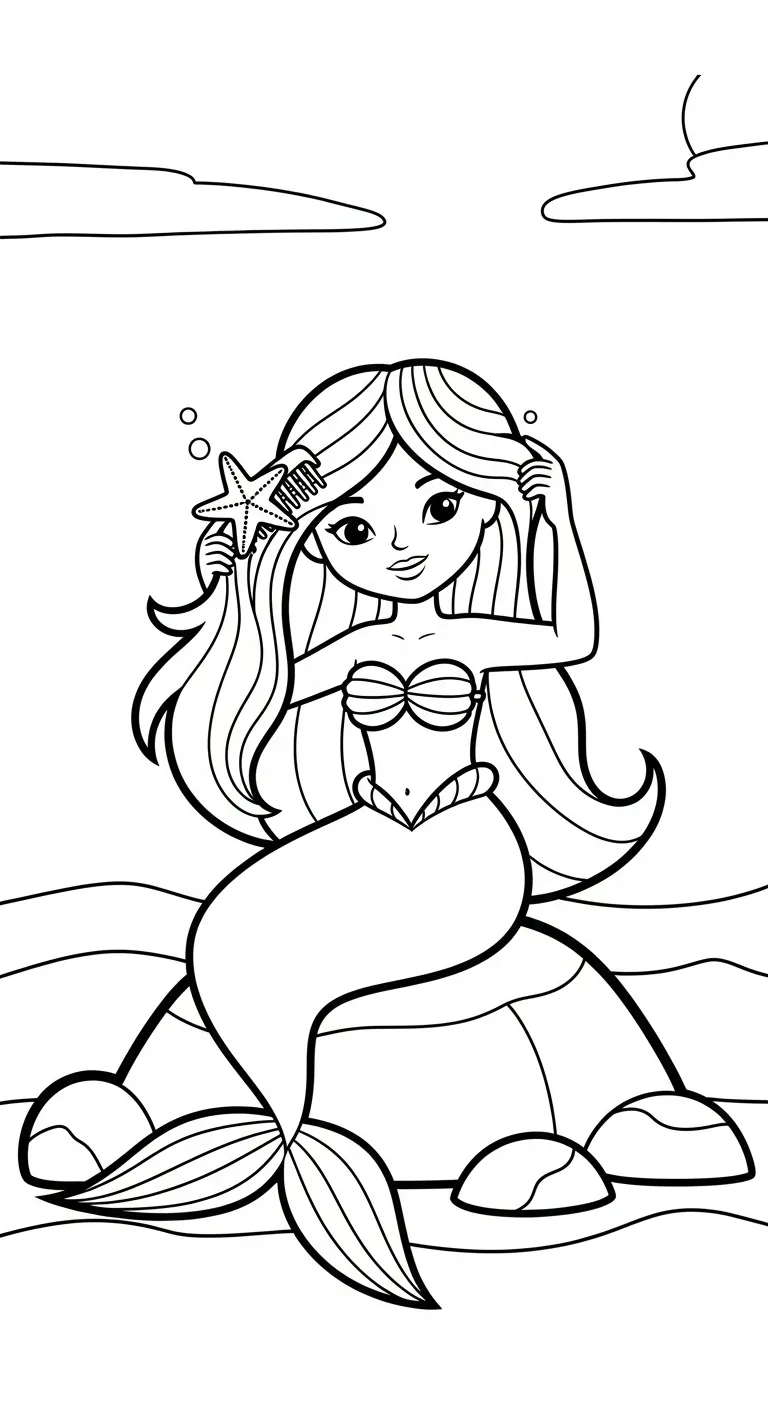 tranh tô màu Tranh Tô Màu Tiên Cá cho bé 3 tuổi