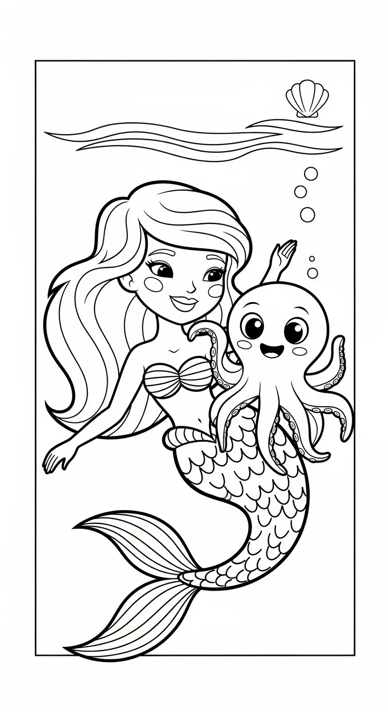 tranh tô màu Tranh Tô Màu Tiên Cá cho bé 5 tuổi