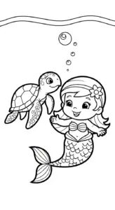 tranh tô màu Tranh Tô Màu Tiên Cá cho bé 4 tuổi