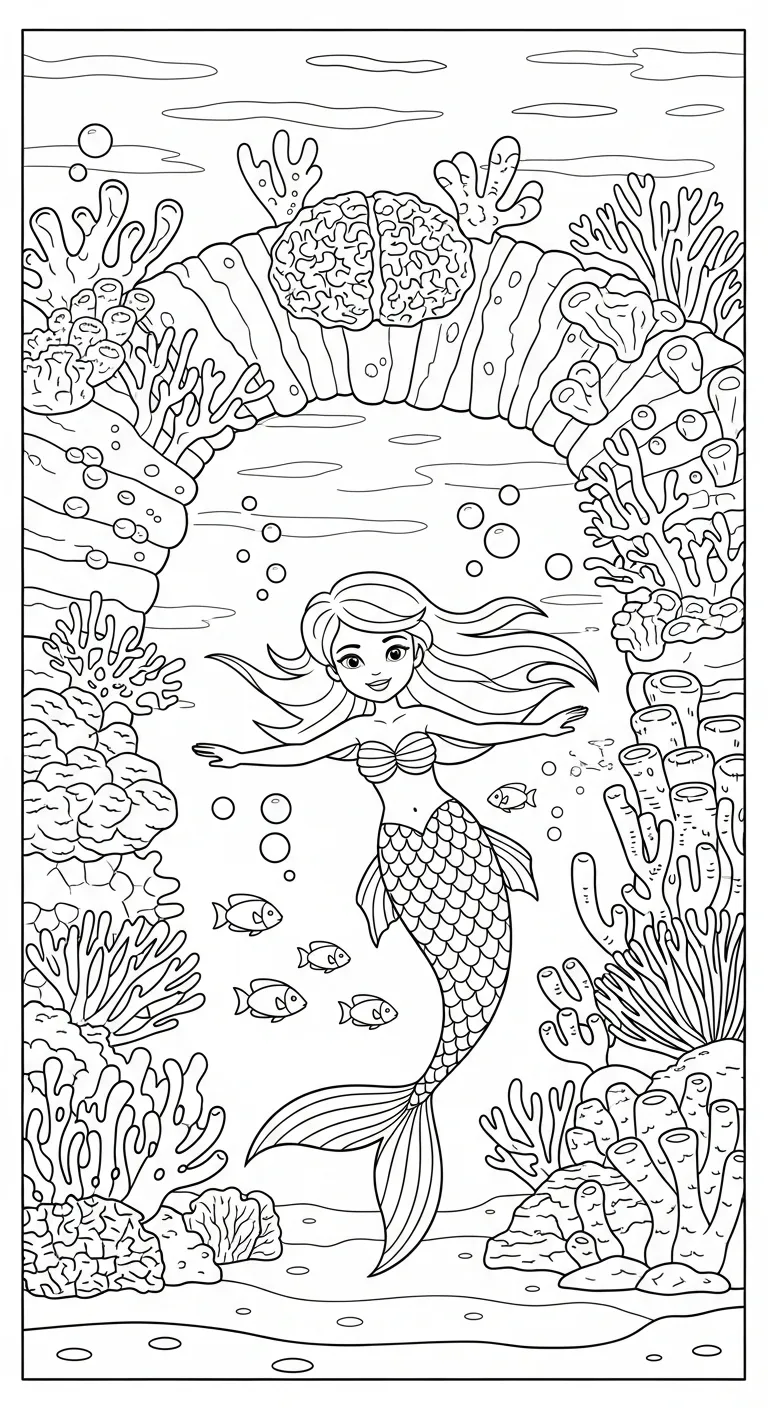 in hình Tranh Tô Màu Tiên Cá cho bé tập tô