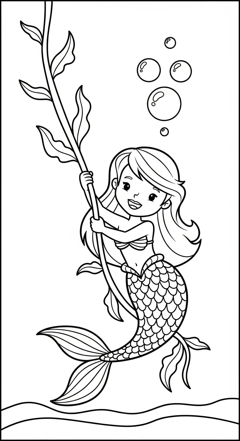 in hình tô màu Tranh Tô Màu Tiên Cá khổ A4