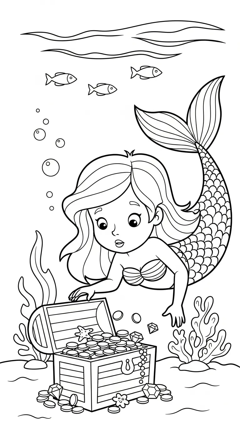 tranh tô màu Tranh Tô Màu Tiên Cá cho bé 3 tuổi 1