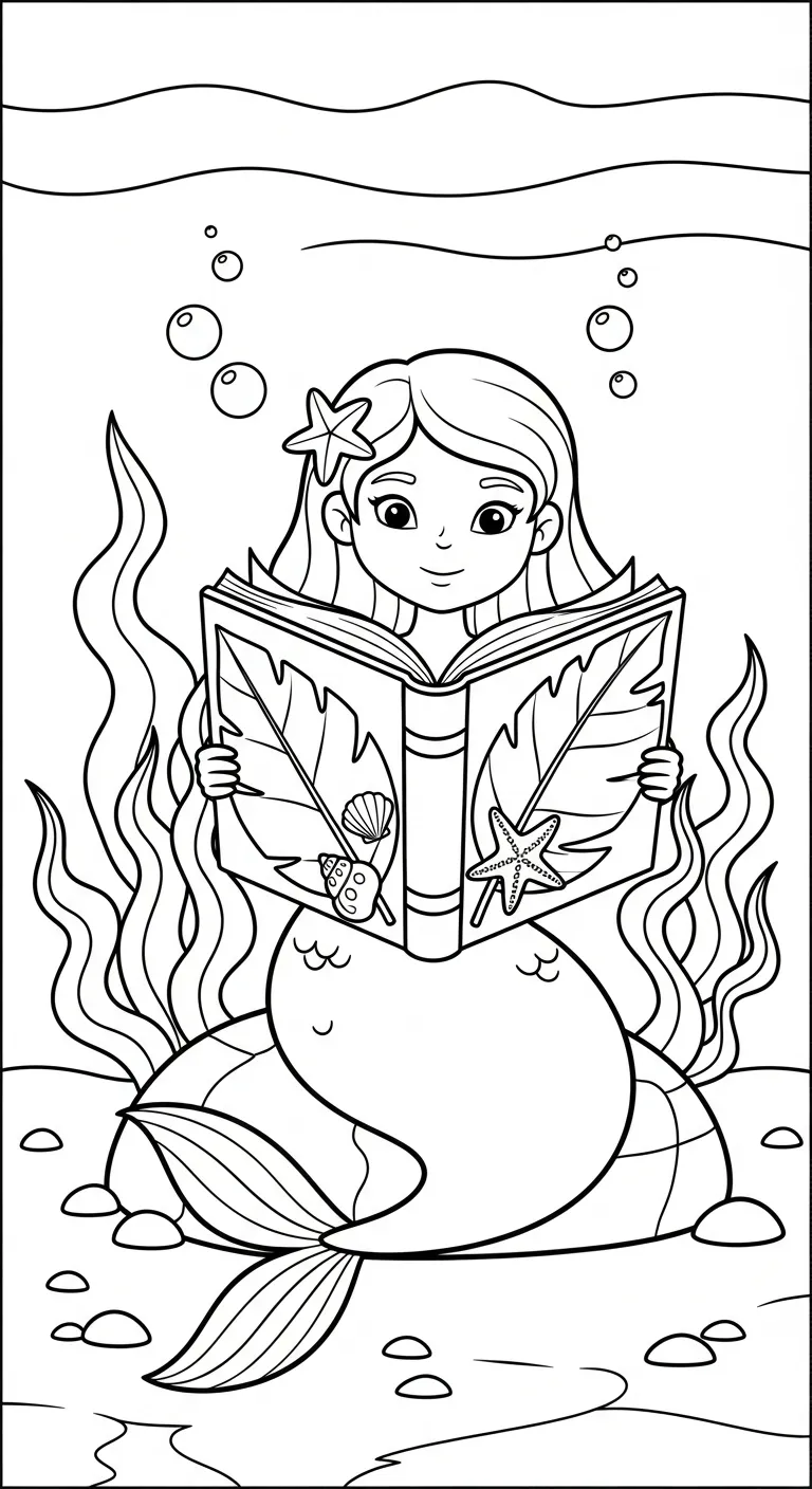 tranh tô màu Tranh Tô Màu Tiên Cá cho bé 5 tuổi 1