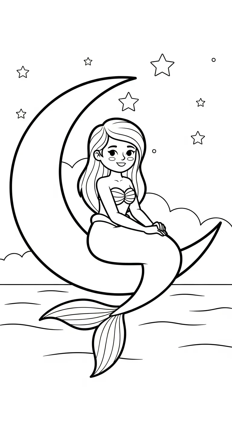 hình tô màu Tranh Tô Màu Tiên Cá cho bé 5 tuổi miễn phí